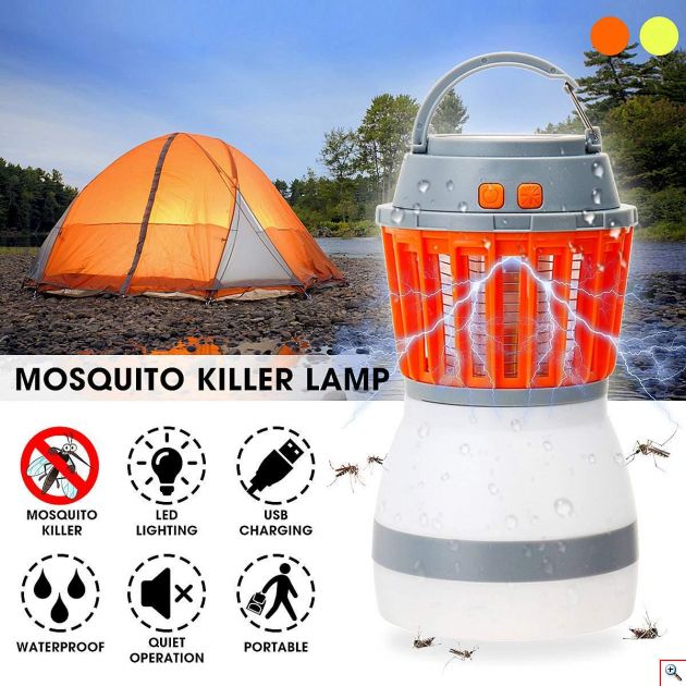 Αδιάβροχο Ηλιακό Απωθητικό Κουνουπιών - Εντομοκτόνο & Φωτιστικό LED Camping - Δωματίου - Επαναφορτιζόμενο USB Solar Led Light Kill Pest 2 in