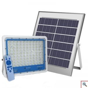 Ηλιακός Προβολέας LED, 100 - 200 - 300 W, Αδιάβροχος IP67 με Φωτοβολταϊκό Πάνελ, Τηλεχειριστήριο, Αισθητήρα Κίνησης & Χρονοδιακόπτη