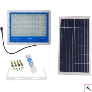 Ηλιακός Προβολέας LED, 100 - 200 - 300 W, Αδιάβροχος IP67 με Φωτοβολταϊκό Πάνελ, Τηλεχειριστήριο, Αισθητήρα Κίνησης & Χρονοδιακόπτη