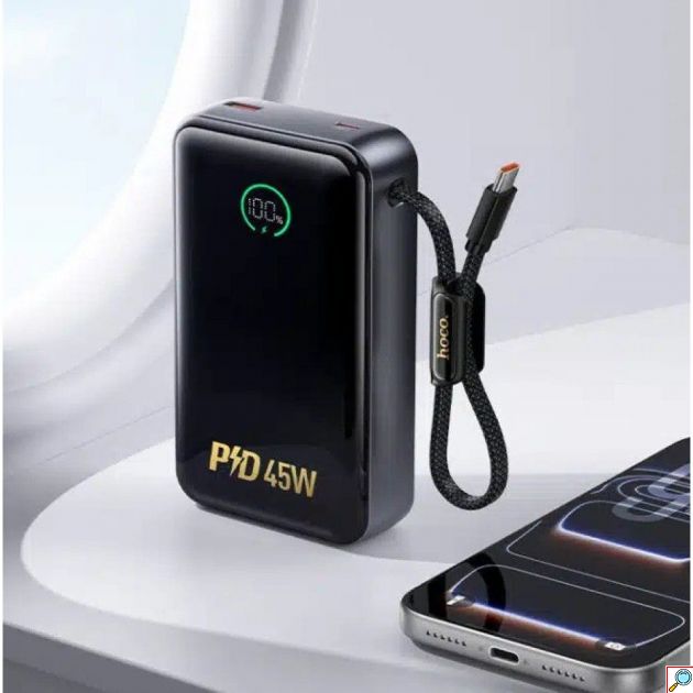 Hoco Shine Power Bank 20.000mAh 45W με 2 Θύρες και Ενσωματωμένο Type-C