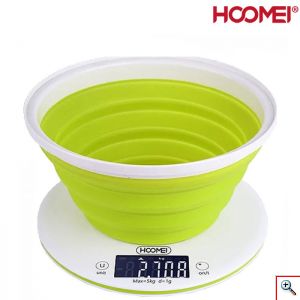 Hoomei® Γυάλινη Ψηφιακή Ζυγαριά Ακριβείας Κουζίνας 1gr - 5kg με Πτυσσόμενο Μπόλ HM-1230
