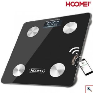 Hoomei® Έξυπνη Ψηφιακή Ζυγαριά έως 180kg με Ανιχνευτή Λίπους - Αισθητήρες Ακριβείας 4 Σημείων & App Εφαρμογή