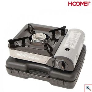 Hoomei® Μονή Επιτραπέζια Εστία Υγραερίου με Αυτόματη Ανάφλεξη - Προστασία Υπερθέρμανσης & Θήκη Μεταφοράς HM-1842 Γκρι