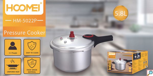 Hoomei Χύτρα Ταχύτητος 5.8L από Κράμα Αλουμινίου με Διάμετρο 22cm