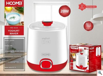 Hoomei® Αυτόματος Παρασκευαστής Γιαουρτιού 20W με Χωρητικότητα 1lt HM-6535