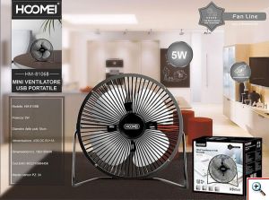 Hoomei® Επιτραπέζιο Μεταλλικό Ανεμιστηράκι USB 5W 18cm σε Διάφορα Χρώματα