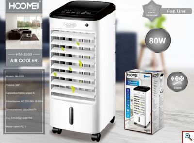 Hoomei® Επιδαπέδιος Περιστρεφόμενος Ανεμιστήρας Air Cooler 80W με Τηλεχειριστήριο - Χρονοδιακόπτη & 3 Ταχύτητες