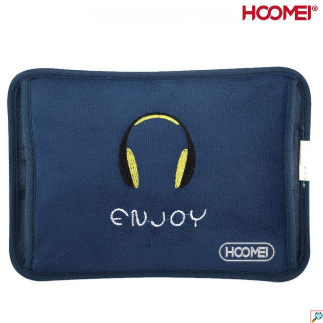 Hoomei Ηλεκτρική Θερμοφόρα - Μαξιλάρι 500W με Θήκη για τα Χέρια Γενικής Χρήσης 25x17x6cm Μπλε με Σχέδιο Ακουστικά