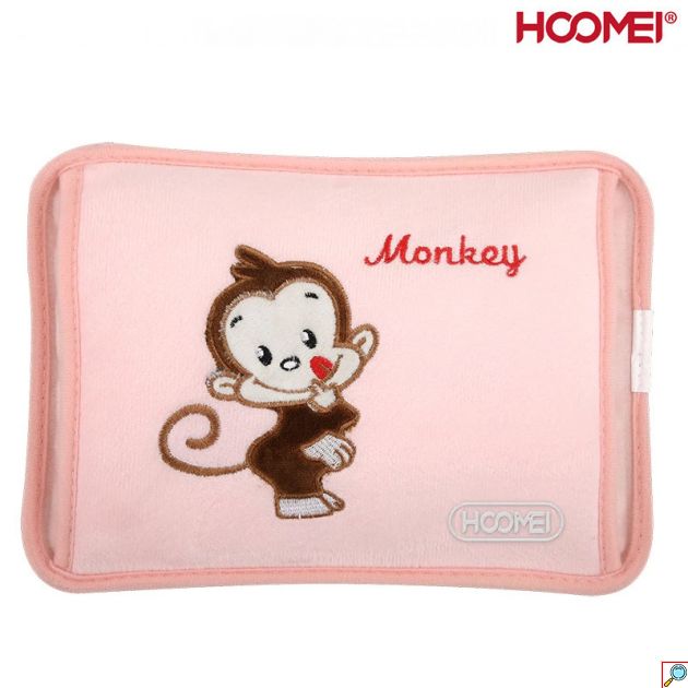 Hoomei Ηλεκτρική Θερμοφόρα - Μαξιλάρι 500W με Θήκη για τα Χέρια Γενικής Χρήσης 25x17x6cm Ροζ με Σχέδιο Μαϊμουδάκι