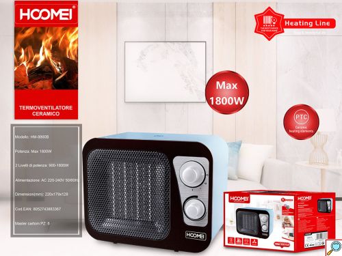 Hoomei Κεραμικό Αερόθερμο Δαπέδου 1800W με Ρυθμιζόμενο Θερμοστάτη & 2 Βαθμίδες Θέρμανσης - Μπλε
