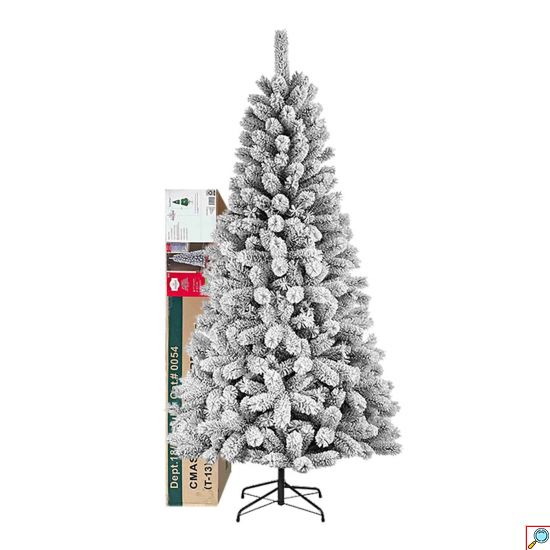 Χιονισμένο Χριστουγεννιάτικο Δέντρο 183cm με 378 Κλαδιά και Μεταλλική Βάση – Flocked Εφέ