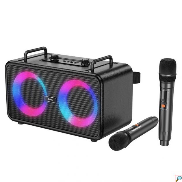 Φορητό Ηχείο Bluetooth 30W με 2 Ασύρματα Μικρόφωνα – Karaoke Party System, RGB Φωτισμός, USB & FM Radio - 60W Peak Power, 5 Ώρες Αυτονομία