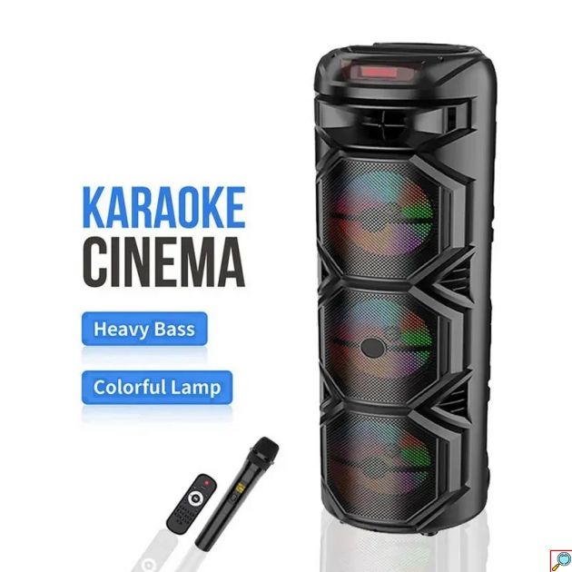 Φορητό Ηχείο Bluetooth 3×8” – Δυνατός Ήχος και Μικρόφωνο με Τηλεχειριστήριο Μαύρο