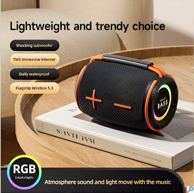 Ασύρματο Ηχείο Bluetooth 8W – Super Bass, RGB Φωτισμός & 360° Ήχος - TWS, Αδιάβροχο, Hands-Free, Φορητό