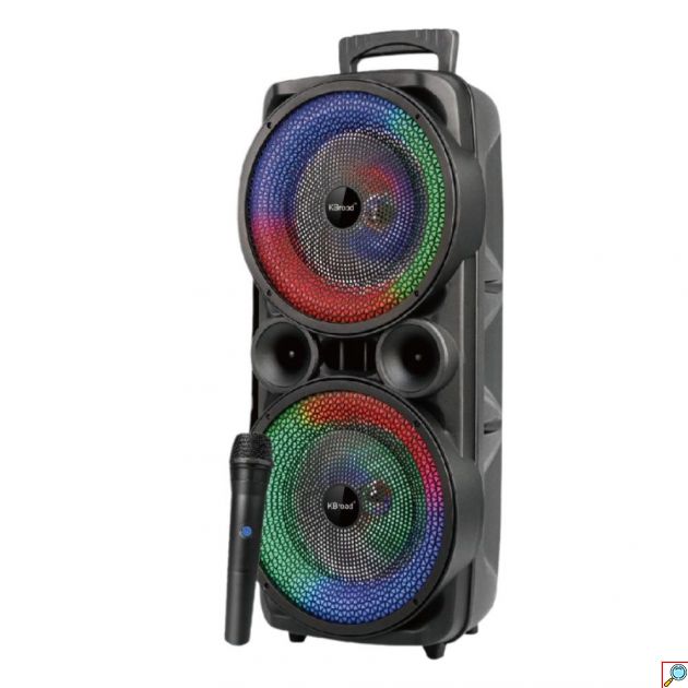 Φορητό Ηχείο Bluetooth Dual 8″ – Για Πάρτυ & Karaoke με Ασύρματο Μικρόφωνο - RGB Φωτισμός, USB, AUX, TF Card