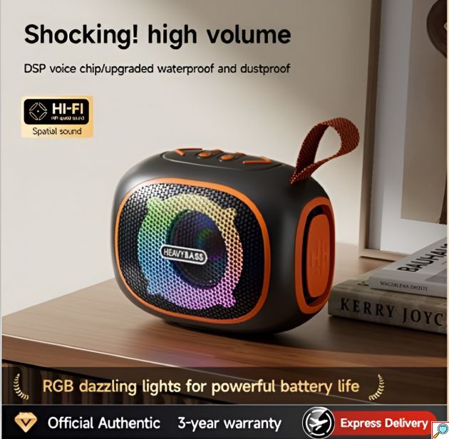 Φορητό Ηχείο Bluetooth με Heavy Bass & RGB Φωτισμό - Hands-Free, AUX, USB, TF Card, TWS, Επαναφορτιζόμενο