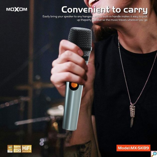 Φορητό Ηχείο Bluetooth Moxom 120W – Με 2 Ασύρματα Μικρόφωνα Karaoke & RGB Φωτισμό - Bluetooth 5.3, Hi-Fi Ήχος, Βαθύ Μπάσο