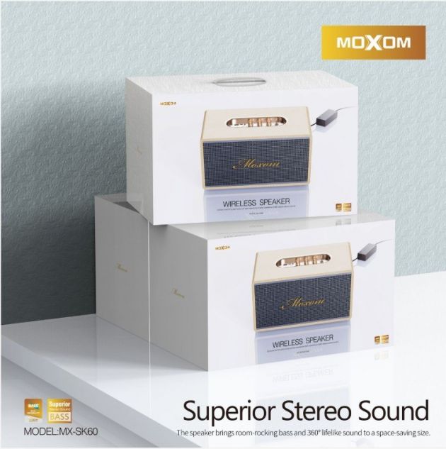 Ασύρματο Ηχείο Bluetooth Moxom 80W – Hi-Fi Στερεοφωνικός Ήχος & Vintage Ξύλινη Όψη - Bluetooth 5.2, Δυνατό Μπάσο, Κομψός Σχεδιασμός