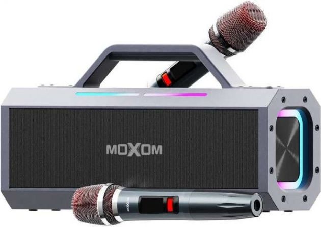 Ασύρματο Ηχείο Karaoke Moxom 150W – Bluetooth 5.3, 2 Μικρόφωνα & RGB Φωτισμός - Φορητό Σύστημα για Πάρτι & Εκδηλώσεις