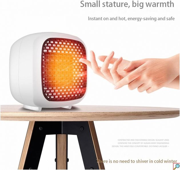 Επιτραπέζιο Ηλεκτρικό Αερόθερμο 800W – Compact Σχεδιασμός & Άμεση Θέρμανση - Προσωπική Θέρμανση για Γραφείο, Δωμάτιο, Χαμηλή Κατανάλωση, Λευκό