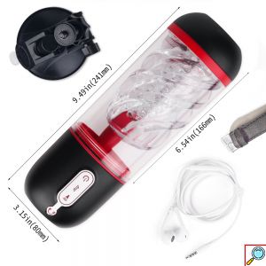 Αδιάβροχος Ηλεκτρικός Επαναφορτιζόμενος USB Αυνανιστής Πέους με 3 Αναρροφήσεις & 9 Λειτουργείες Δόνησης & Φωνή σε 3 Διαφορετικές Γλώσσες