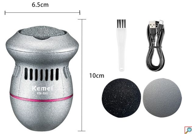 Ηλεκτρικός Τροχός Ποδιών USB 2 Ταχυτήτων για Αφαίρεση Κάλων – Επαναφορτιζόμενη Συσκευή Περιποίησης Πελμάτων - Kemei