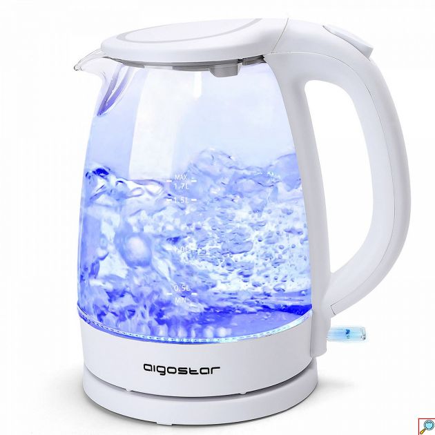Γυάλινος Ηλεκτρικός Βραστήρας 1.7L – Ταχύτητα 2200W & LED Φωτισμός - Βοριοπυριτικό Γυαλί, Αυτόματη Απενεργοποίηση, Λευκός