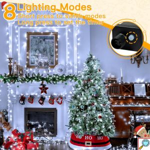 Ηλιακά Χριστουγεννιάτικα Λαμπάκια 13.95m 280LED Λευκού Ψυχρού Φωτισμού