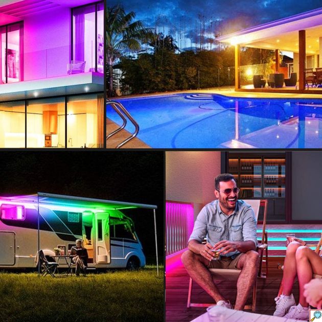 Ηλιακή Αδιάβροχη Ταινία LED RGB 5m IP65 με Βάση Πάνελ - Πάσσαλο Εξωτερικού Χώρου Πολύχρομου Φωτισμού
