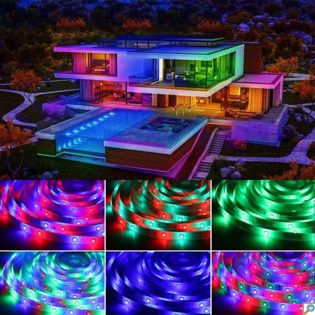 Ηλιακή Αδιάβροχη Ταινία LED RGB 5m IP65 με Βάση Πάνελ - Πάσσαλο Εξωτερικού Χώρου Πολύχρομου Φωτισμού