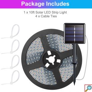 Ηλιακή Αδιάβροχη Ταινία LED RGB 5m IP65 με Βάση Πάνελ - Πάσσαλο Εξωτερικού Χώρου Πολύχρομου Φωτισμού