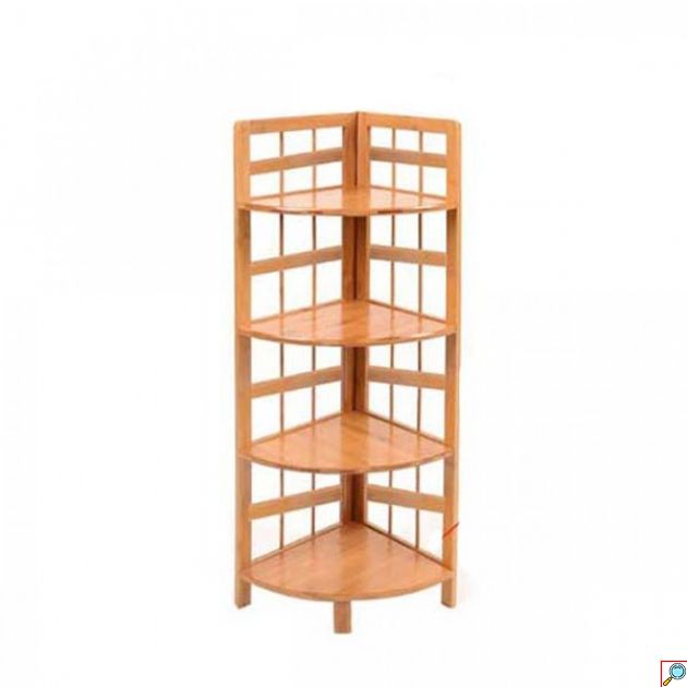 Γωνιακή Ραφιέρα Δαπέδου από Bamboo με 4 Ράφια 123x29x29 cm