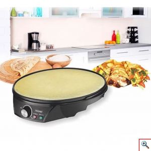 Hoomei® Αντικολλητική Κρεπιέρα Ρυθμιζόμενης Θερμοκρασίας 1200W 30cm Μαύρη HM-5855