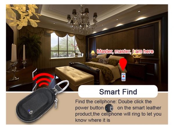 Έξυπνη Δερμάτινη Κλειδοθήκη - Μπρελόκ Antilost BLuetooth GPS με Σύστημα Συναγερμού BD-019