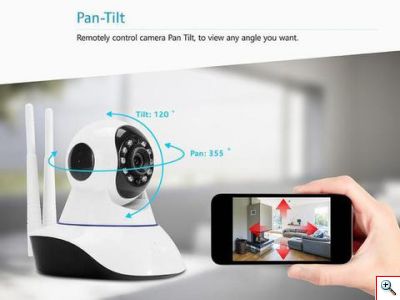 Ασύρματη IP WiFi/Ethernet Κάμερα HD 720p Pan/Tilt με Αισθητήρα Κίνησης, Νυχτερινή Λήψη, Ειδοποίηση στο Κινητό, Μικρόφωνο, Ηχείο, 2 Κεραίες, Baby Monitor Αμφίδρομη Επικοινωνία & Micro SD