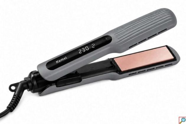 Ισιωτική Πρέσα Μαλλιών Kemei 55W – Με Κεραμικές Πλάκες Τουρμαλίνης για Γρήγορο Styling - Ψηφιακή Οθόνη, Φαρδιές Πλάκες, Μακριά Μαλλιά