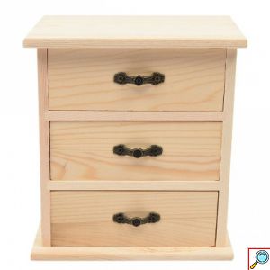 Ξύλινη Κοσμηματοθήκη με 3 Συρτάρια 17.5x10.5x16cm