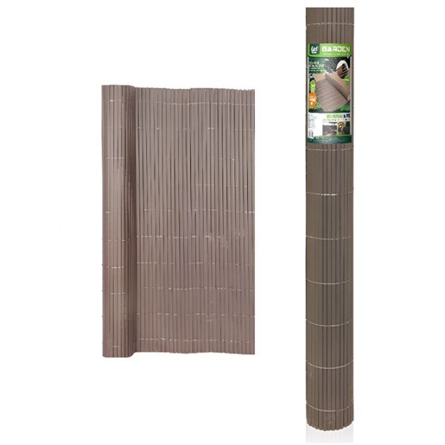 Καλαμωτή Περίφραξη PVC 100x500cm Καφέ 10mm για Κήπο και Μπαλκόνι