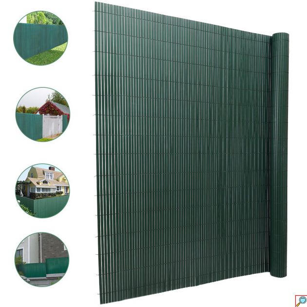 Καλαμωτή Περίφραξη PVC 150 x 500cm Πράσινη 10mm για Κήπο και Μπαλκόνι