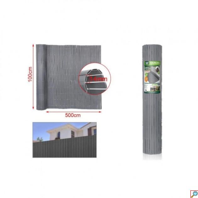 Καλαμωτή Περίφραξη Κήπου PVC 1000x500cm Γκρι 10mm