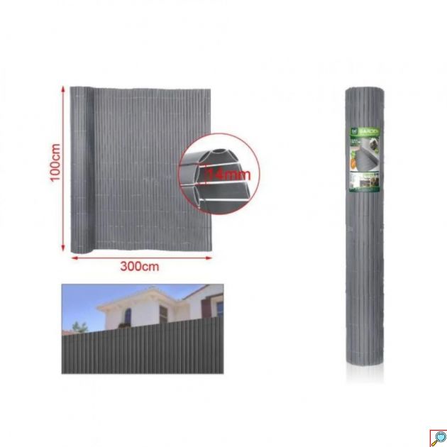 Καλαμωτή Περίφραξη Κήπου PVC 100x300cm Γκρι 10mm