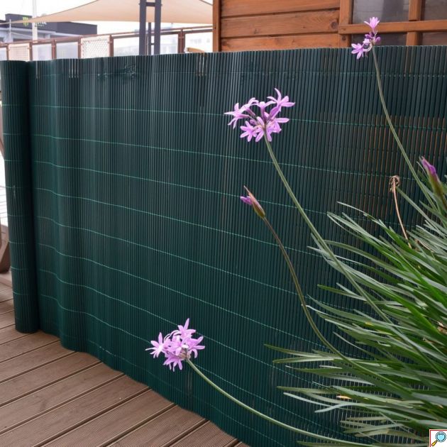 Καλαμωτή Περίφραξη PVC 100x500cm Πράσινη 10mm για Κήπο και Μπαλκόνι