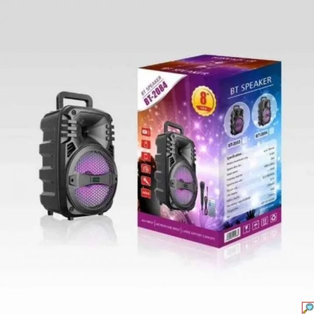 Φορητό Στερεοφωνικό Ασύρματο Ηχείο Karaoke USB Φόρτισης με Ενσύρματο Μικρόφωνο BT-2084 Bluetooth Speaker Μαύρο