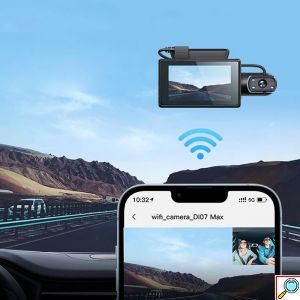 Κάμερα Wifi Αυτοκινήτου Διπλή με Καταγραφικό, Περιστρεφόμενο Φακό, Ενσωματωμένο Αισθητήρα και Νυχτερινή Λήψη Hoco Max Μαύρη