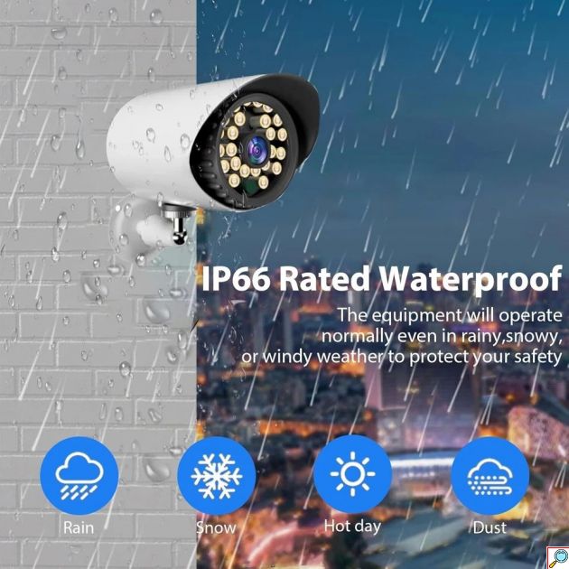Σετ Κάμερες Ασφαλείας CCTV - 4 Κάμερες AHD 1080P με DVR - Νυχτερινή Όραση, IP66 Αδιάβροχες, Απομακρυσμένη Πρόσβαση, Intercom