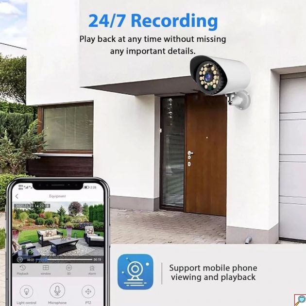 Σετ Κάμερες Ασφαλείας CCTV - 4 Κάμερες AHD 1080P με DVR - Νυχτερινή Όραση, IP66 Αδιάβροχες, Απομακρυσμένη Πρόσβαση, Intercom