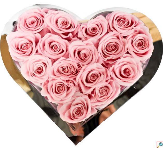 Δώρο Καρδιά με Τριαντάφυλλα σε Διάφανο Κουτί 27x27x8,5cm – Ρομαντικό δώρο & διακόσμηση
