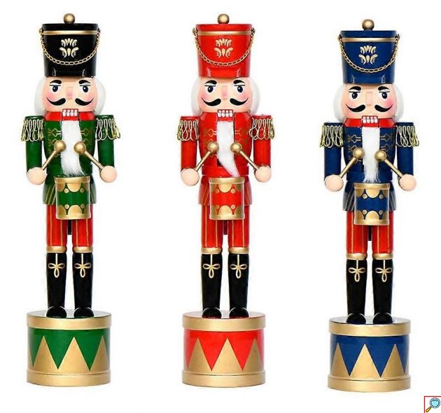 Ξύλινος Καρυοθραύστης 36cm – Χριστουγεννιάτικο Διακοσμητικό - Παραδοσιακή Φιγούρα Στρατιώτης με Τύμπανο, για Σαλόνι & Τζάκι