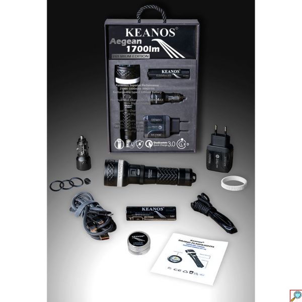 KEANOS® Σετ Extra Bright Αδιάβροχος Υποβρύχιος Καταδυτικός Φακός Aegean 1700lm Premium Edition με Διπλά Ο-Rings