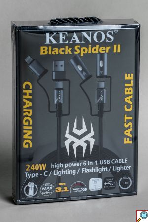 6 in 1 High Tech Καλώδιο Φόρτισης USB Συσκευών Keanos® Black Spider II